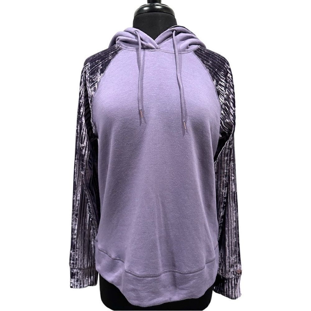 Calia by Carrie Underwood Cadet Effortless Purple Velvet Sleeve Hoodie Sz M